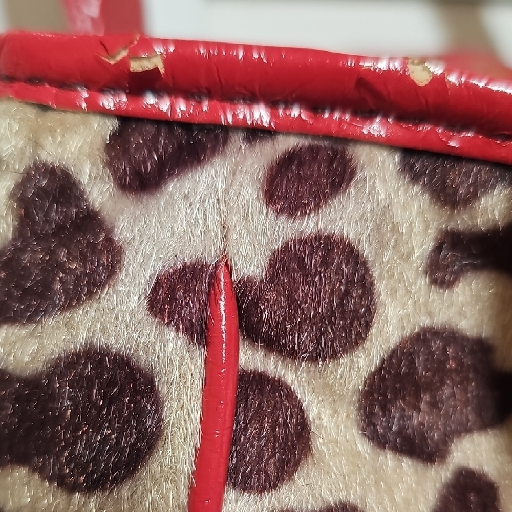 Vintage Bath & Body Works Leopard Tote with Red Trim And Red Satin Lining - Picture 9 of 15